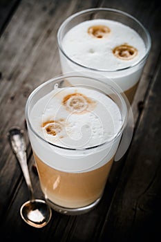 Two glasses of latte