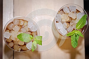 Two glasses of mojito with ssu ice photo