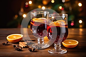 Two glasses of mulled wine. Generative AI