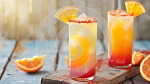 Two Glasses of Orange Juice With Orange Slices