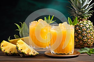 Two glasses of pineapple drink