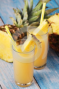 Two glasses with pineapple juice