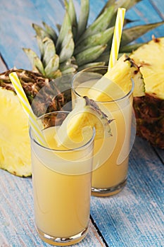 Two glasses with pineapple juice