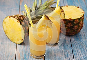 Two glasses with pineapple juice