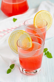 Two glasses of pink lemonade