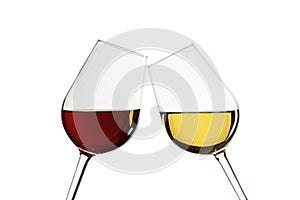 Two glasses with red and white wine