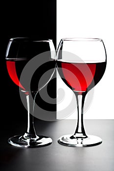 Two glasses of red wine isolated