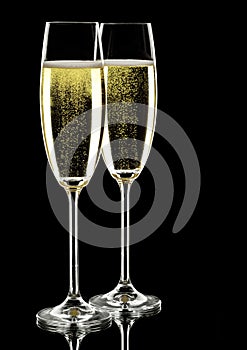 Two glasses of sparkling wine photo
