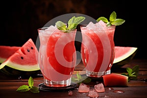 Two glasses of watermelon drink