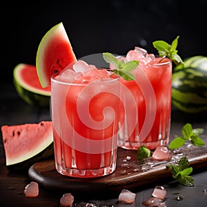 Two glasses of watermelon drink