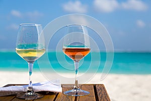 Two Glasses of Wine at the Beach