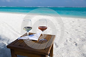 Two Glasses of Wine at the Beach