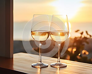 two glasses of wine on a table