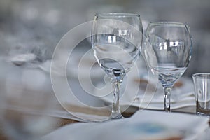 Two glasses for wine at a wedding table