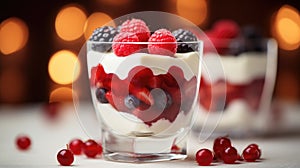Two glasses of yogurt with berries and berries, AI