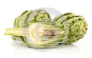 Fresh raw Artichoke flower isolated on white