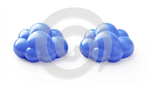 Two Glossy Light Blue Cloud Shapes on White Background