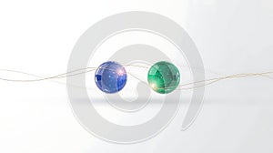 Two Glowing Spheres Connected by Thin Threads