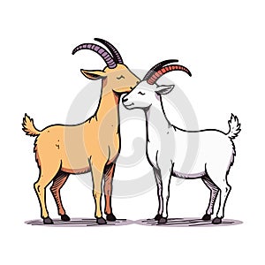 Two Goats Nuzzling