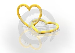 Two Gold Entwined Hearts