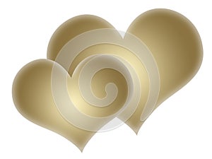 Two gold hearts