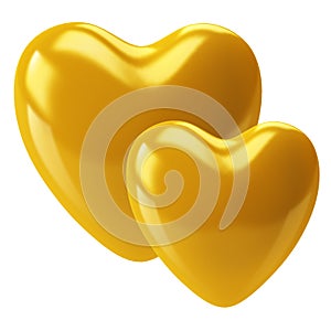 Two gold hearts