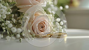 The gold wedding rings.AI generated image