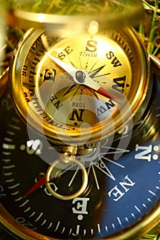 Two golden compasses