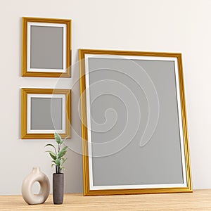 two golden frames on the wall