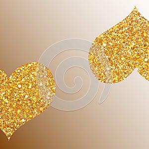 Two golden hearts, vector