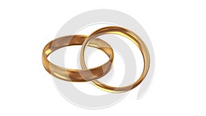 Two golden rings on white background HD, high definition 1080p loop-able