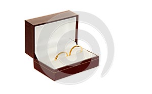 Two golden wedding rings in a box