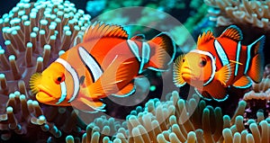 Two goldish together under the water, AI generated digital art