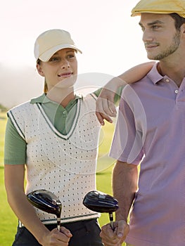 Two Golfers On Golf Course