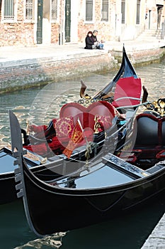 Two Gondolas at Venice canal,Italy