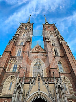 two Gothic towers - Cathedra in Wroclaw