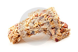 Two Granola Bars Isolated on White