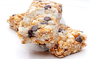 Two granola bars on a white plate