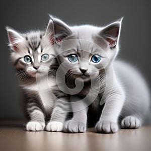 Two gray cats,generated illustration with ai