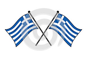 Two Crossed Greek Flags on White Background in Editable EPS Format photo