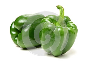 Two green bell pepper. Vegetarian, drop.