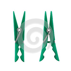 Two green clothes peg