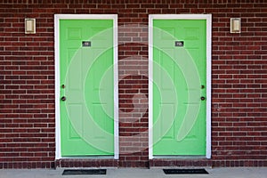 Two green doors