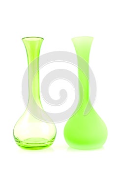 Two green empty vases