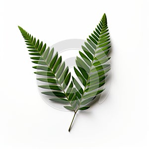 Precisionist Style: Two Fern Leaves On White Background photo