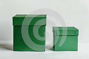 Two Green Gift Boxes on White Background