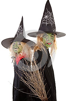 Two green halloween witches