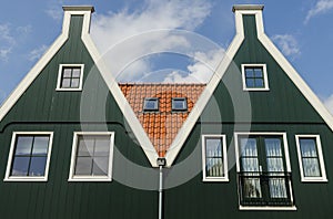 Two green houses in Volendam photo