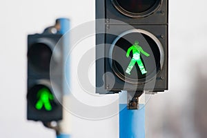 Two green lights for pedestrians