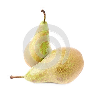 Two green pears composition isolated